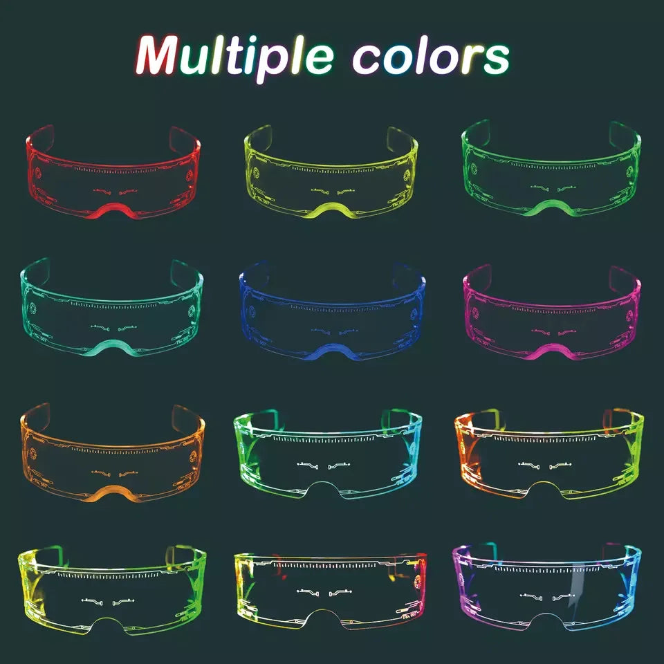 LED Light Up Glasses  Cyberpunk Glasses Luminous LED Visor  Rechargeable Party Neon glasses for Party Decoration Gifts