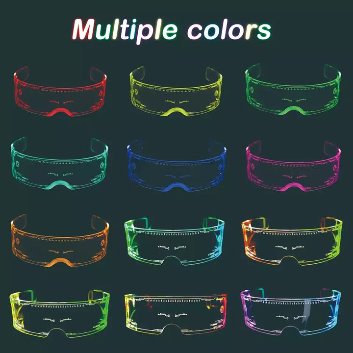 LED Light Up Glasses  Cyberpunk Glasses Luminous LED Visor  Rechargeable Party Neon glasses for Party Decoration Gifts