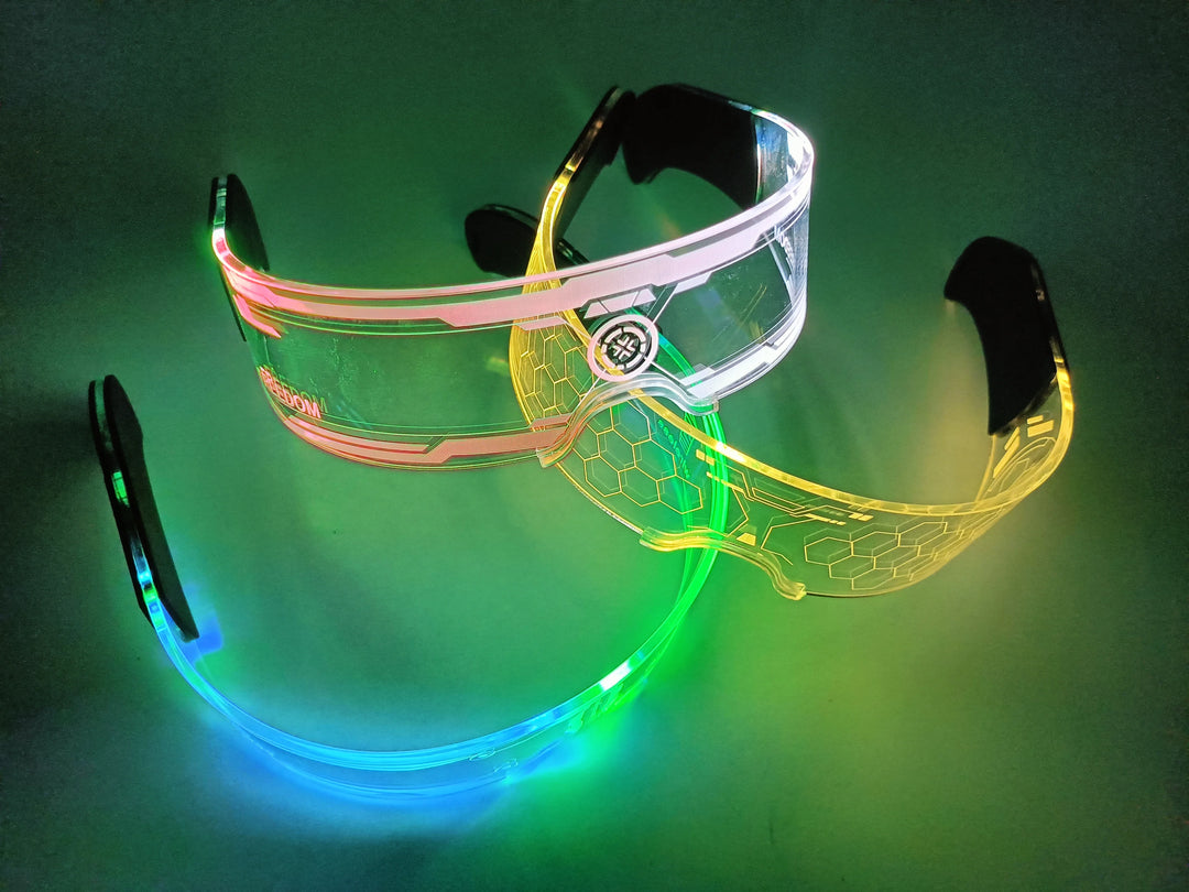 LED Light Up Glasses  Cyberpunk Glasses Luminous LED Visor  Rechargeable Party Neon glasses for Party Decoration Gifts