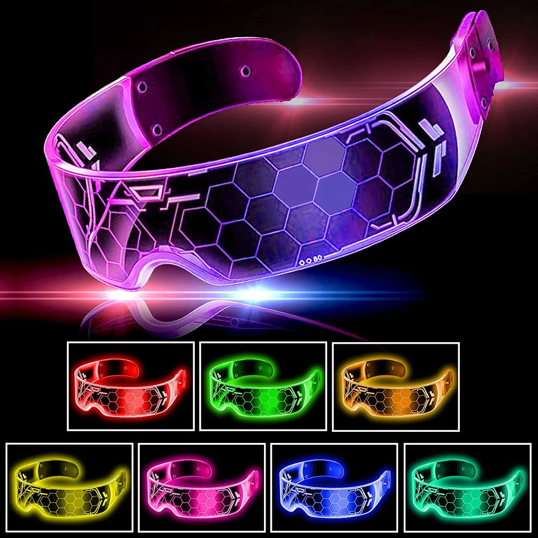 LED Light Up Glasses  Cyberpunk Glasses Luminous LED Visor  Rechargeable Party Neon glasses for Party Decoration Gifts