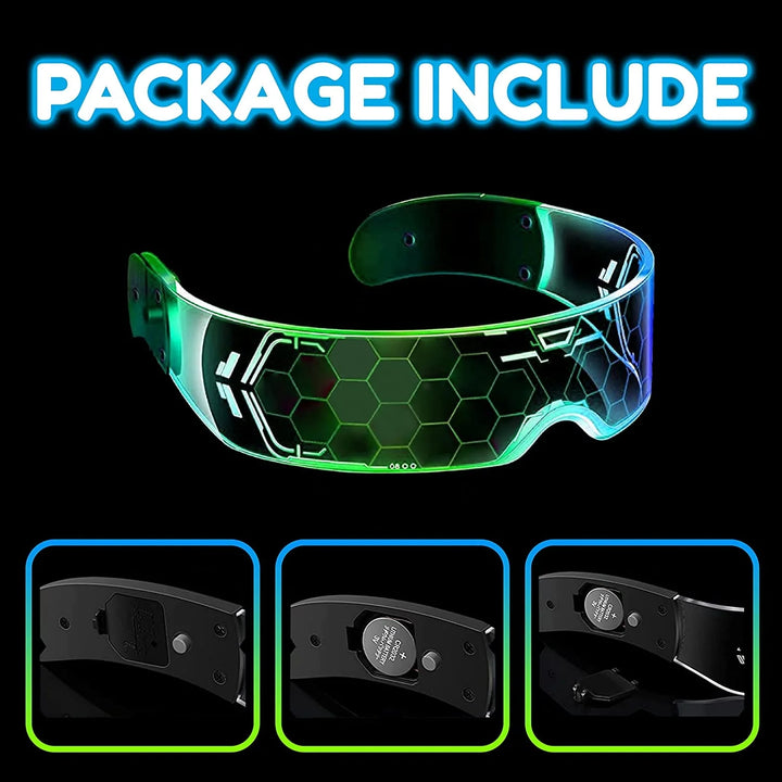 LED Light Up Glasses  Cyberpunk Glasses Luminous LED Visor  Rechargeable Party Neon glasses for Party Decoration Gifts